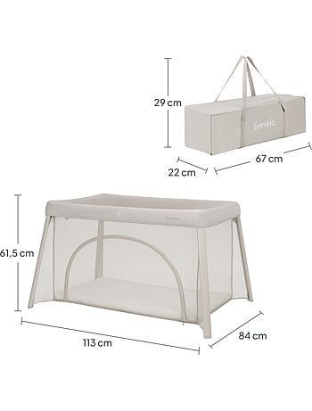 Lit parapluie 3en1 LIONELO Mila - Ultra légère - Lit bébé - Parc bébé - 4cm matelas - Sac inclus