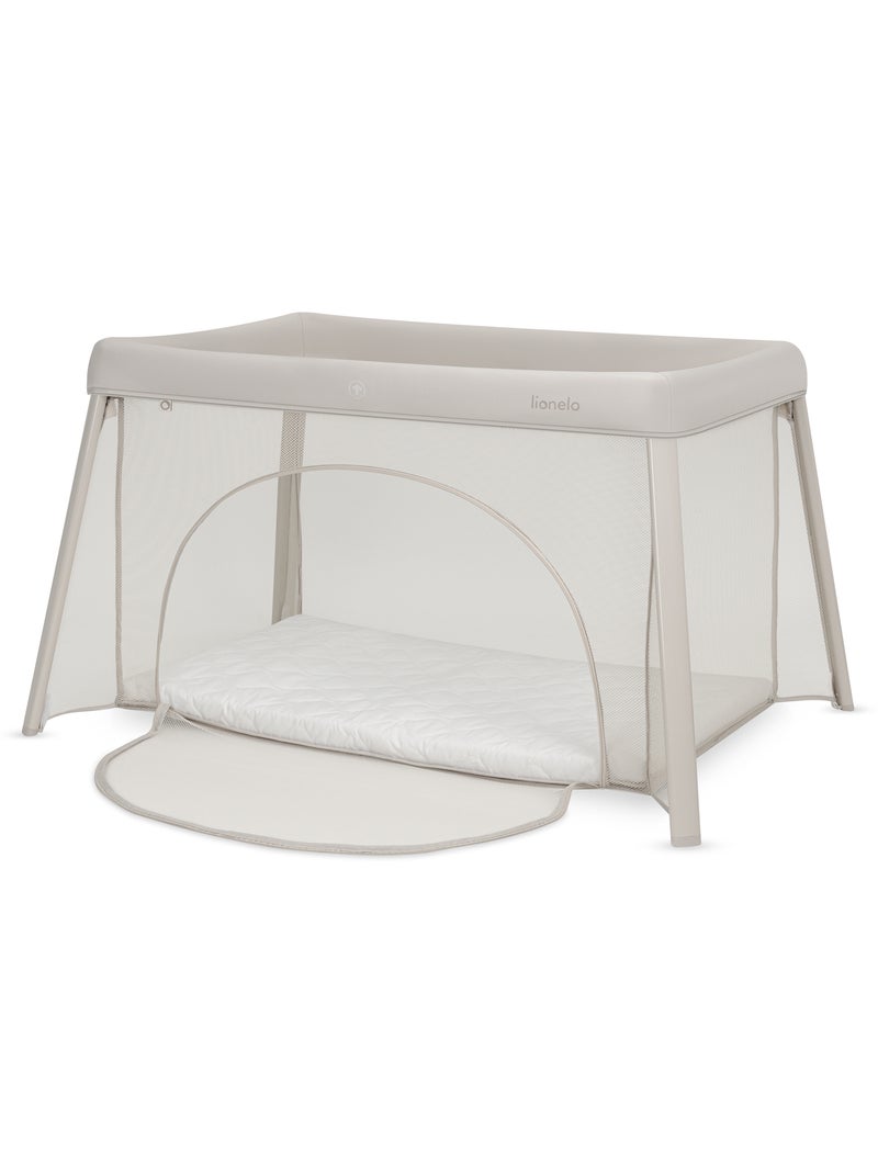 Lit parapluie 3en1 LIONELO Mila - Ultra légère - Lit bébé - Parc bébé - 4cm matelas - Sac inclus Beige sable - Kiabi