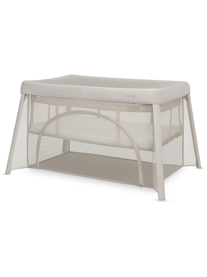 Lit parapluie 3en1 LIONELO Mila - Ultra légère - Lit bébé - Parc bébé - 4cm matelas - Sac inclus Beige sable - Kiabi
