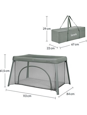 Lit parapluie 3en1 LIONELO Mila - Ultra légère - Lit bébé - Parc bébé - 4cm matelas - Sac inclus