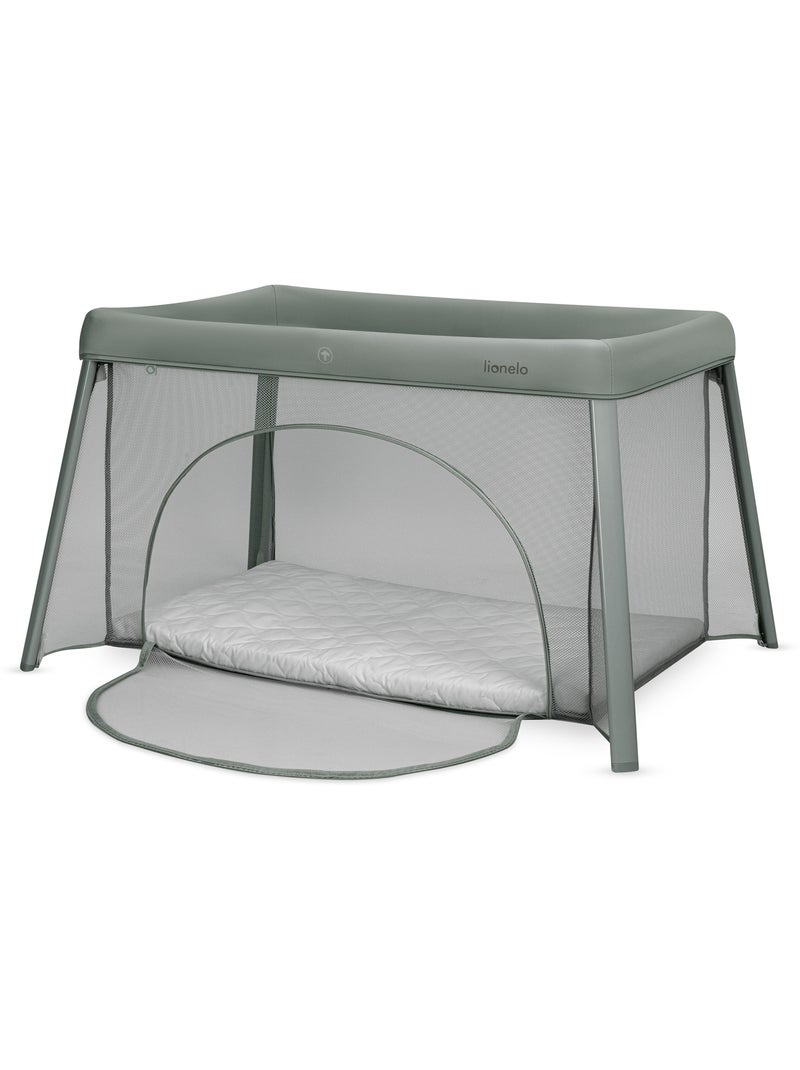 Lit parapluie 3en1 LIONELO Mila - Ultra légère - Lit bébé - Parc bébé - 4cm matelas - Sac inclus Vert - Kiabi
