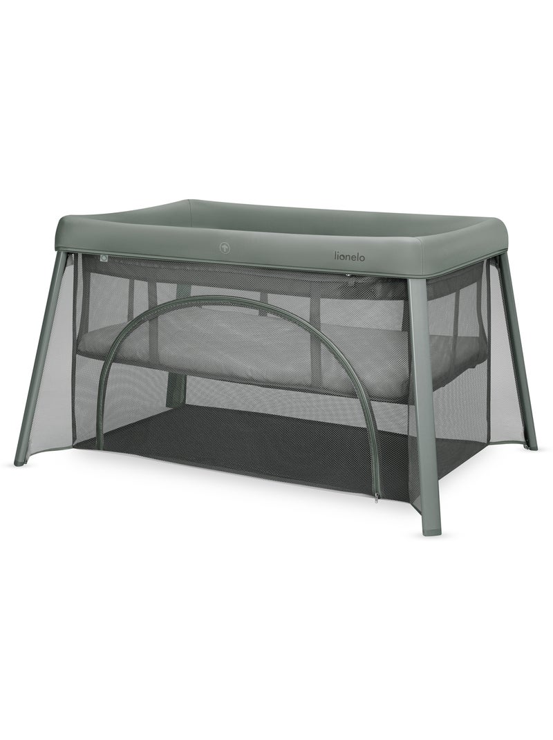 Lit parapluie 3en1 LIONELO Mila - Ultra légère - Lit bébé - Parc bébé - 4cm matelas - Sac inclus Vert - Kiabi