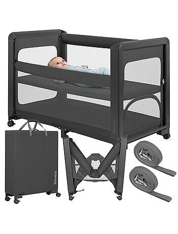 Lit parapluie 3en1 LIONELO Patty - Lit cododo - Parc - Pliable - Matelas haute densité - 4 roulettes