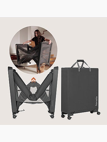 Lit parapluie 3en1 LIONELO Patty - Lit cododo - Parc - Pliable - Matelas haute densité - 4 roulettes