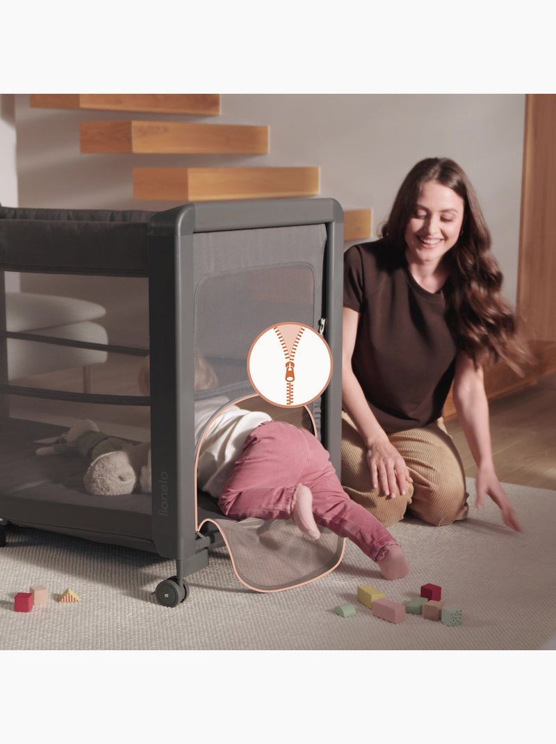 Lit parapluie 3en1 LIONELO Patty - Lit cododo - Parc - Pliable - Matelas haute densité - 4 roulettes Gris - Kiabi