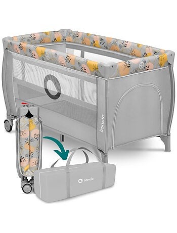 Lit parapluie 3en1 LIONELO Stefi Plus - Parc bébé - Matelas haute densité - Roulettes - 0-36 mois