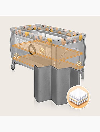 Lit parapluie 3en1 LIONELO Stefi Plus - Parc bébé - Matelas haute densité - Roulettes - 0-36 mois