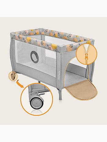 Lit parapluie 3en1 LIONELO Stefi Plus - Parc bébé - Matelas haute densité - Roulettes - 0-36 mois
