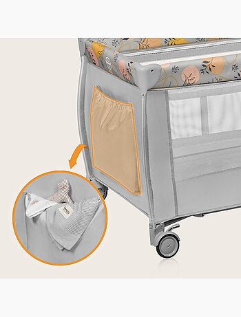 Lit parapluie 3en1 LIONELO Stefi Plus - Parc bébé - Matelas haute densité - Roulettes - 0-36 mois