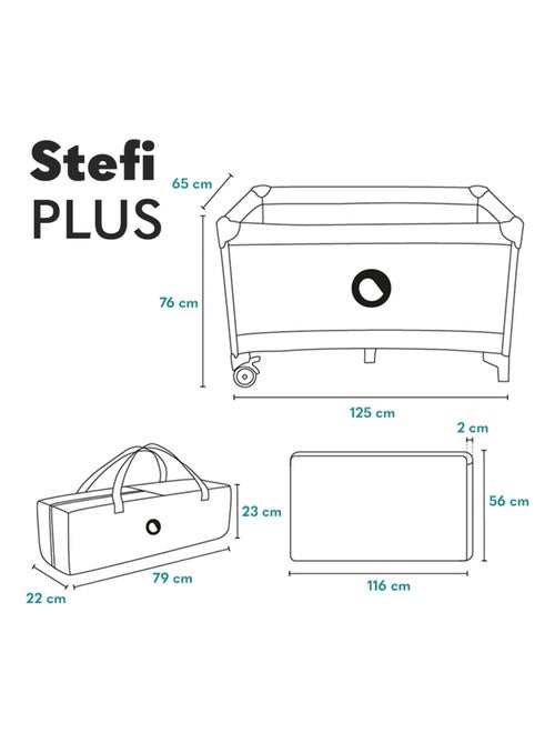 Lit parapluie 3en1 LIONELO Stefi Plus - Parc bébé - Matelas haute densité - Roulettes - 0-36 mois - Kiabi