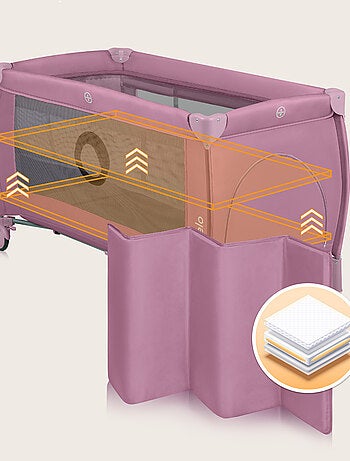 Lit parapluie 3en1 LIONELO Stefi Plus - Parc bébé - Matelas haute densité - Roulettes - 0-36 mois