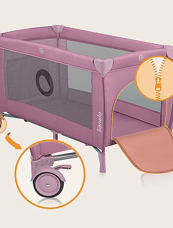 Lit parapluie 3en1 LIONELO Stefi Plus - Parc bébé - Matelas haute densité - Roulettes - 0-36 mois