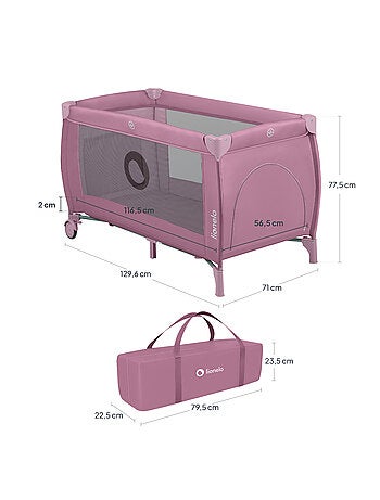 Lit parapluie 3en1 LIONELO Stefi Plus - Parc bébé - Matelas haute densité - Roulettes - 0-36 mois