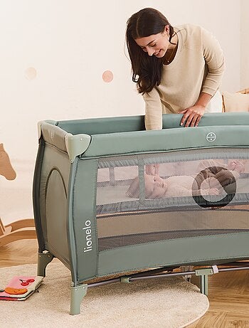 Lit parapluie 3en1 LIONELO Stefi Plus - Parc bébé - Matelas haute densité - Roulettes - 0-36 mois