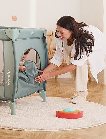 Lit parapluie 3en1 LIONELO Stefi Plus - Parc bébé - Matelas haute densité - Roulettes - 0-36 mois