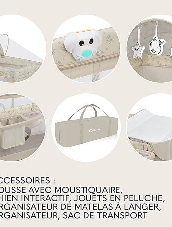 Lit parapluie 3en1 LIONELO Sven Plus - Parc bébé - 0-36 mois - Table à langer - Moustiquaire