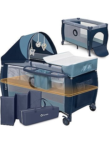Lit parapluie 3en1 LIONELO Sven Plus - Parc bébé - 0-36 mois - Table à langer - Moustiquaire