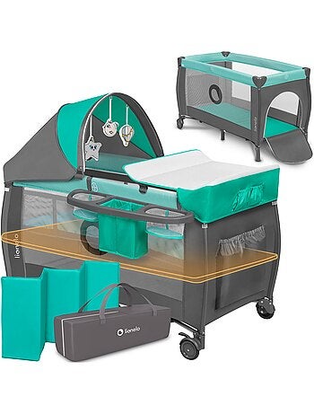 Lit parapluie 3en1 LIONELO Sven Plus - Parc bébé - 0-36 mois - Table à langer - Moustiquaire