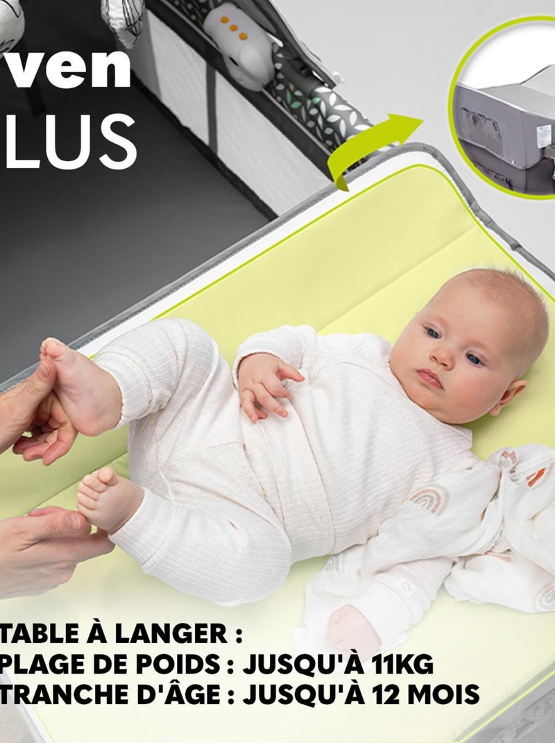 Lit parapluie 3en1 LIONELO Sven Plus - Parc bébé - 0-36 mois - Table à langer - Moustiquaire Bleu turquoise - Kiabi