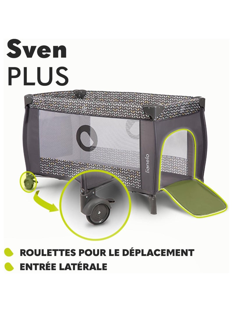 Lit parapluie 3en1 LIONELO Sven Plus - Parc bébé - 0-36 mois - Table à langer - Moustiquaire Bleu turquoise - Kiabi