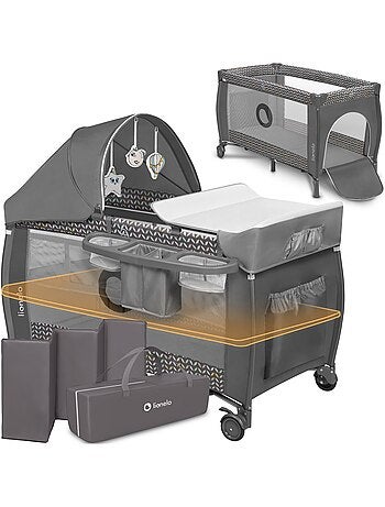 Lit parapluie 3en1 LIONELO Sven Plus - Parc bébé - 0-36 mois - Table à langer - Moustiquaire