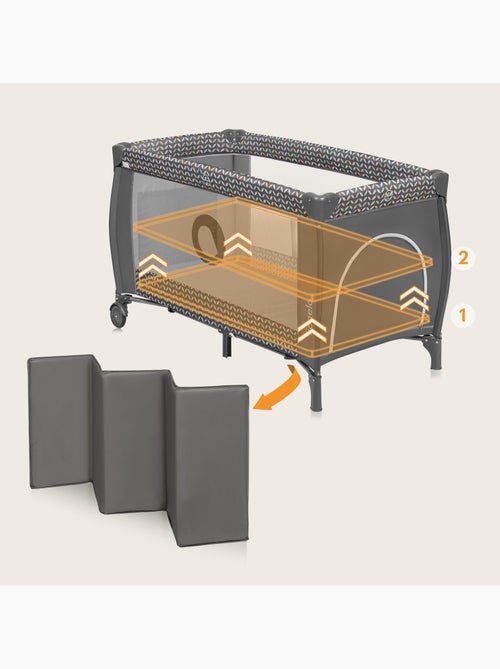 Lit parapluie 3en1 LIONELO Sven Plus - Parc bébé - 0-36 mois - Table à langer - Moustiquaire - Kiabi