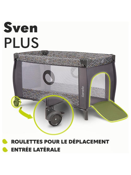 Lit parapluie 3en1 LIONELO Sven Plus - Parc bébé - 0-36 mois - Table à langer - Moustiquaire - Kiabi