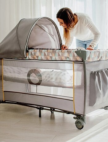 Lit parapluie 3en1 LIONELO Sven Plus - Parc bébé - 0-36 mois - Table à langer - Moustiquaire