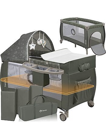 Lit parapluie 3en1 LIONELO Sven Plus - Parc bébé - 0-36 mois - Table à langer - Moustiquaire