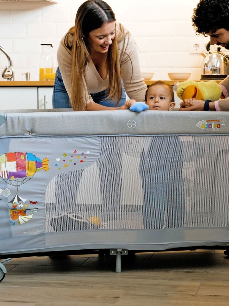 Lit parapluie 4 en 1 mix plus Blanc Gris Bleu - Kiabi