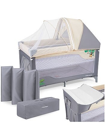 Lit Parapluie Bébé 0-36 Mois, Parc avec table à langer, Moustiquaire, Toit, Roues