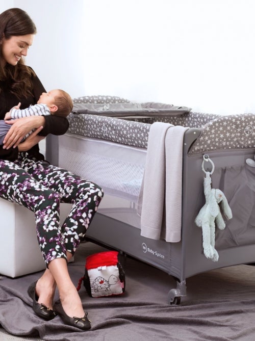 Lit Parapluie Bébé 2 niveaux de matelas (Haut 0-6 mois, Bas 6-36 mois), Pliable - Kiabi