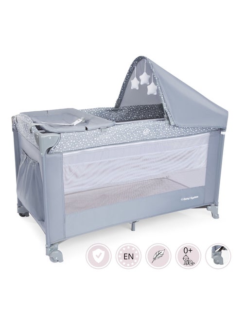 Lit Parapluie Bébé 2 niveaux de matelas (Haut 0-6 mois, Bas 6-36 mois), Pliable - Kiabi