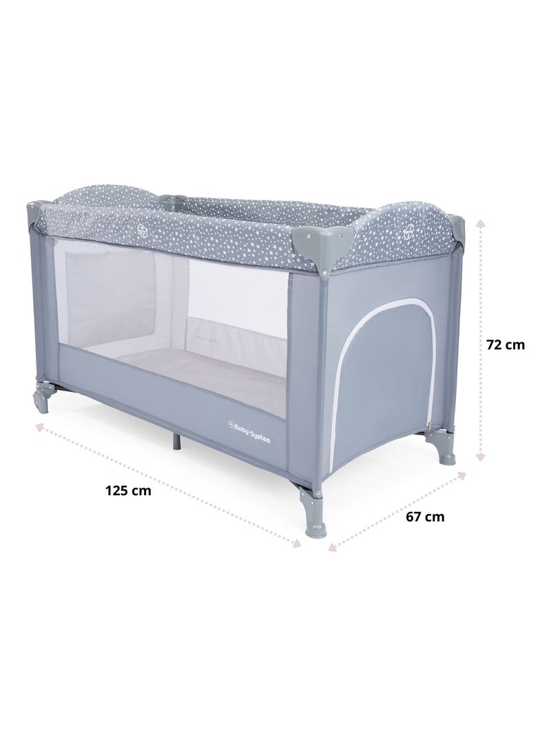 Lit Parapluie Bébé 2 niveaux de matelas (Haut 0-6 mois, Bas 6-36 mois), Pliable Gris - Kiabi