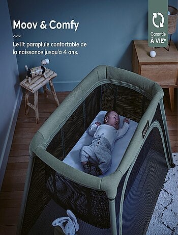 Lit parapluie bébé 3 en 1 Moov and Comfy Evolutif en aire de jeux 'Babymoov'
