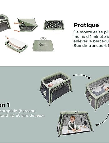Lit parapluie bébé 3 en 1 Moov and Comfy Evolutif en aire de jeux 'Babymoov'