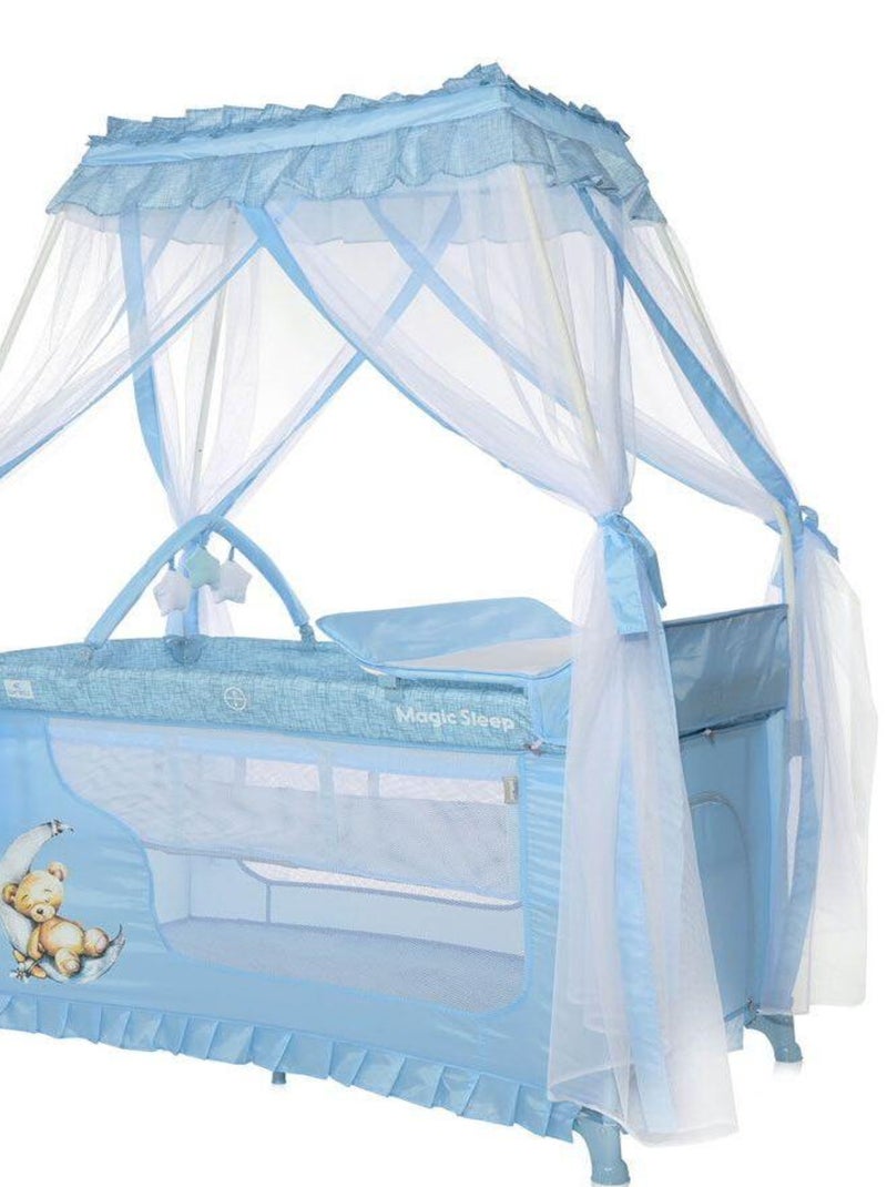 Lit parapluie bébé avec BALDAQUIN – Lit pliant / pliable à bascule Magic  - bleu Bleu - Kiabi