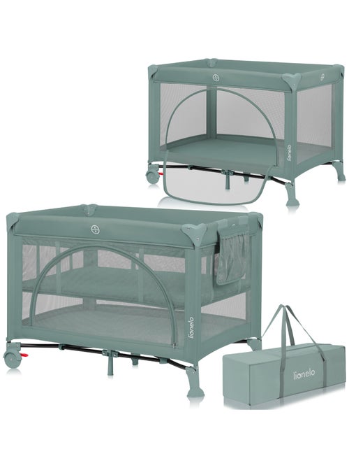Lit parapluie bébé compact LIONELO Laura - Parc bébé - 2 niveaux du matelas - 2 roulettes - Kiabi