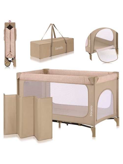 Lit parapluie bébé LIONELO Jasmin - De 0 à 36 mois - Pliage Easy Fold - Sac inclus - Roulettes - Kiabi