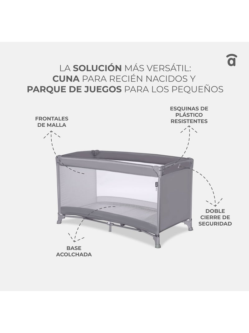 Lit parapluie Creta Asalvo Gris - Kiabi