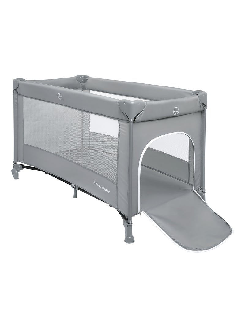 Lit Parapluie de Voyage Pour Enfants Avec Matelas et Sac de Transport, Pliable, Roues Gris - Kiabi
