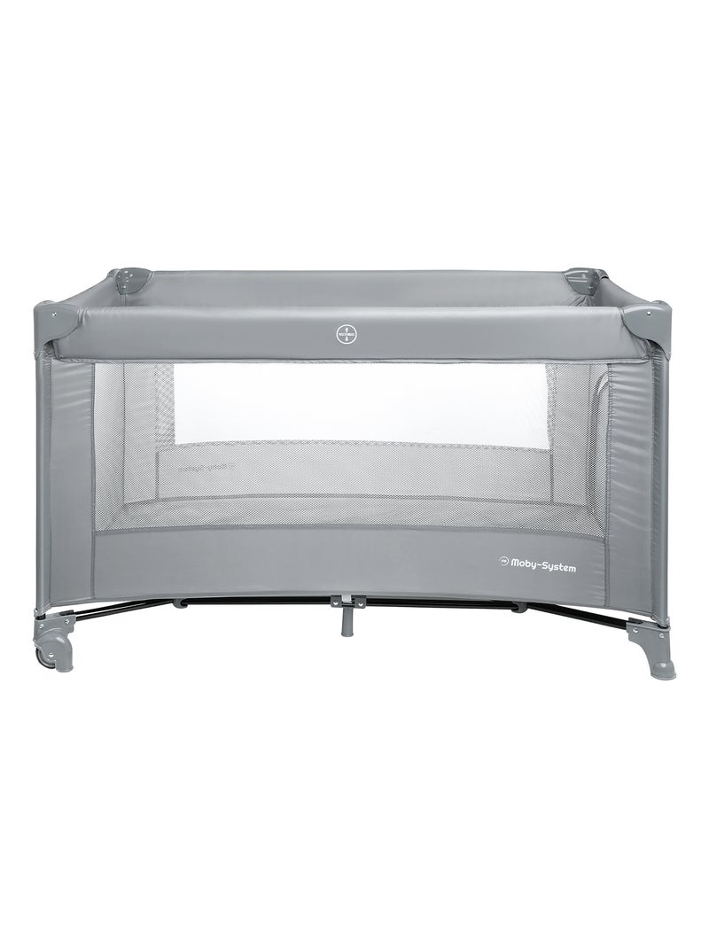 Lit Parapluie de Voyage Pour Enfants Avec Matelas et Sac de Transport, Pliable, Roues Gris - Kiabi