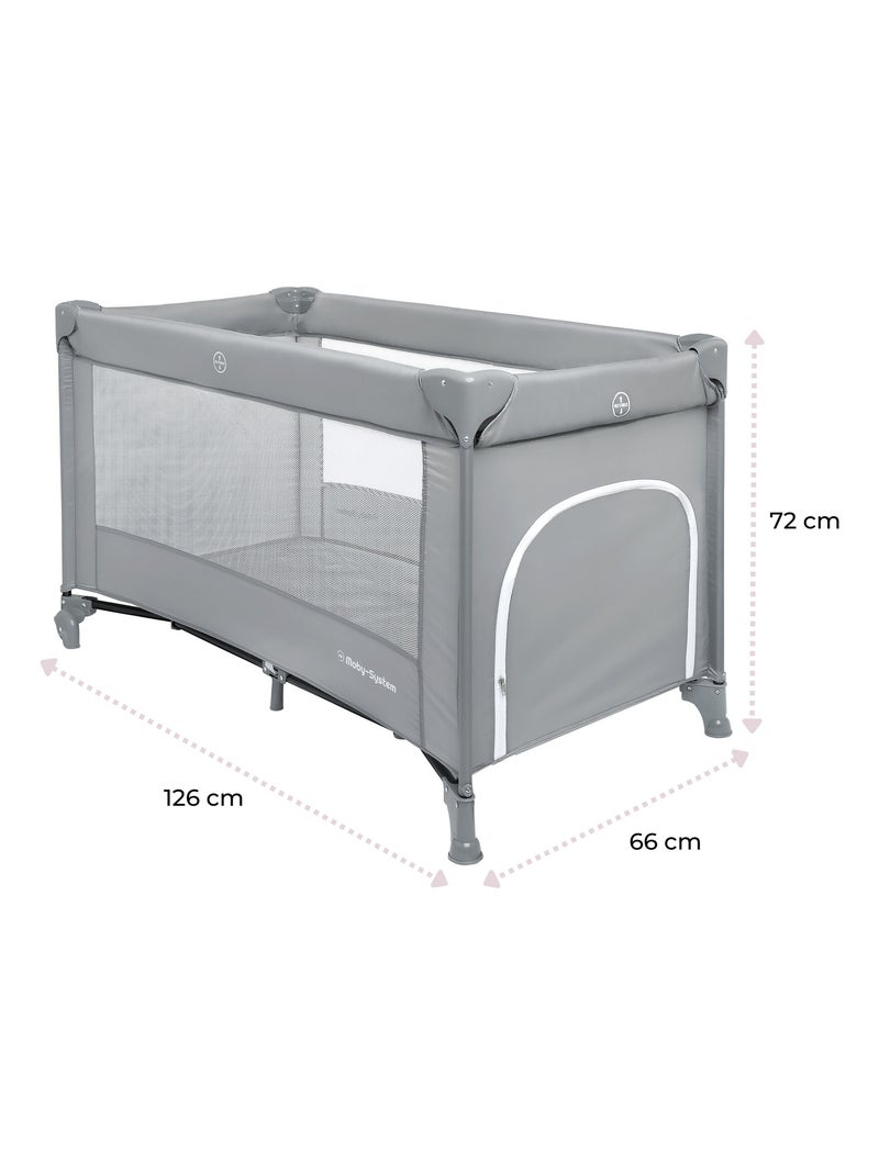 Lit Parapluie de Voyage Pour Enfants Avec Matelas et Sac de Transport, Pliable, Roues Gris - Kiabi