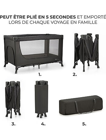 Lit parapluie Kinderkraft JOY LIGHT 2 EN 1 avec sac de transport, entrée zippée et maille