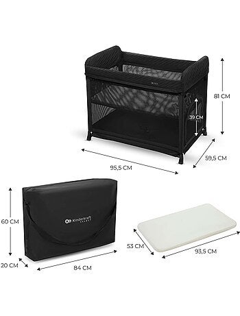 Lit parapluie Kinderkraft MOON DREAM avec matelas, sommier suspendu et sac de transport