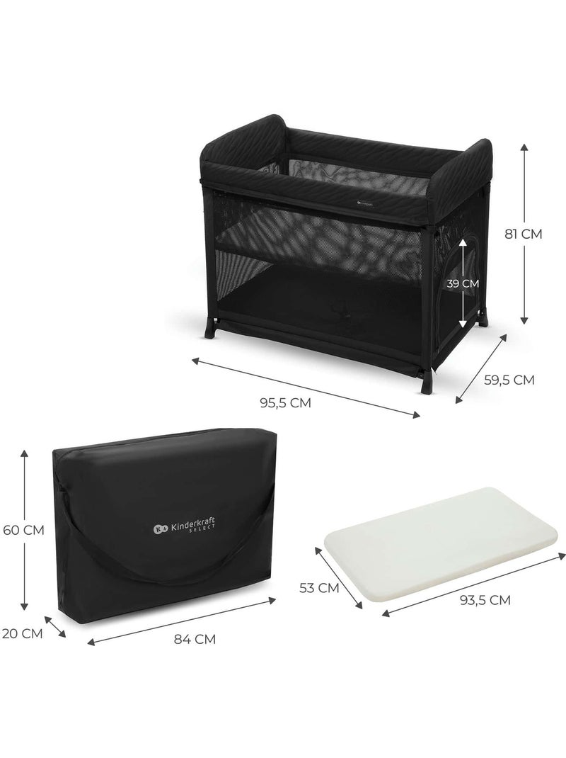 Lit parapluie Kinderkraft MOON DREAM avec matelas, sommier suspendu et sac de transport Noir - Kiabi