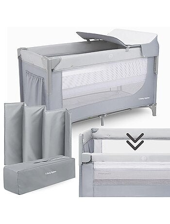 Lit Parapluie Parc Bébé - Table à Langer, Matelas, Parois Aérées, 4 Niveaux Réglables, Roues