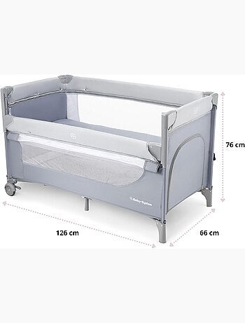 Lit Parapluie Parc Bébé - Table à Langer, Matelas, Parois Aérées, 4 Niveaux Réglables, Roues