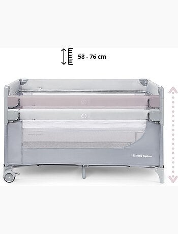 Lit Parapluie Parc Bébé - Table à Langer, Matelas, Parois Aérées, 4 Niveaux Réglables, Roues