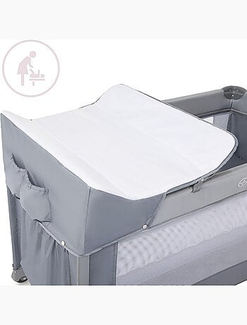 Lit Parapluie Parc Bébé - Table à Langer, Matelas, Parois Aérées, 4 Niveaux Réglables, Roues